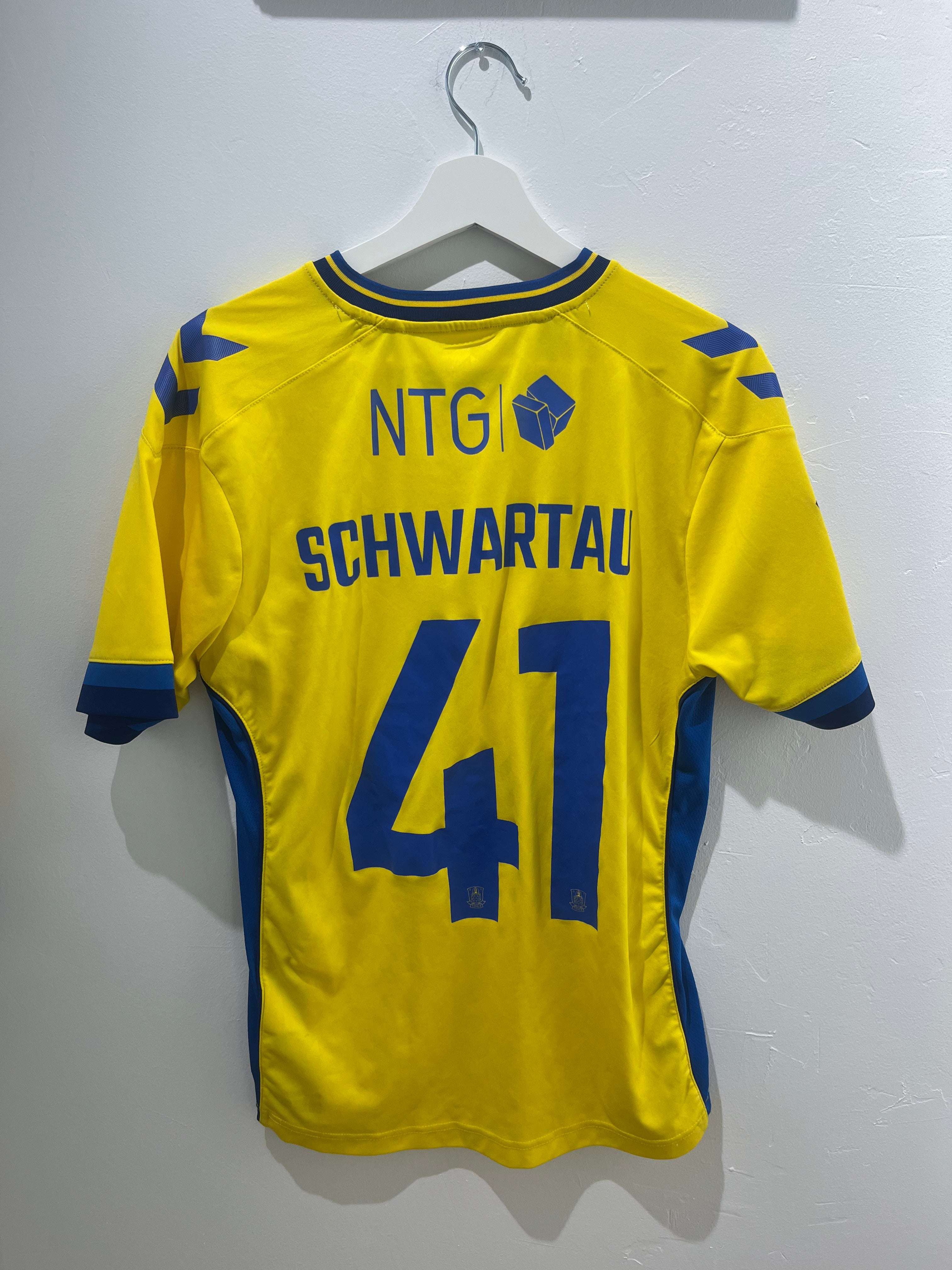 Bagsiden af Schwartau Brøndby 2022/23 Hjemme M fodboldtrøje med nummer 41 og navn.