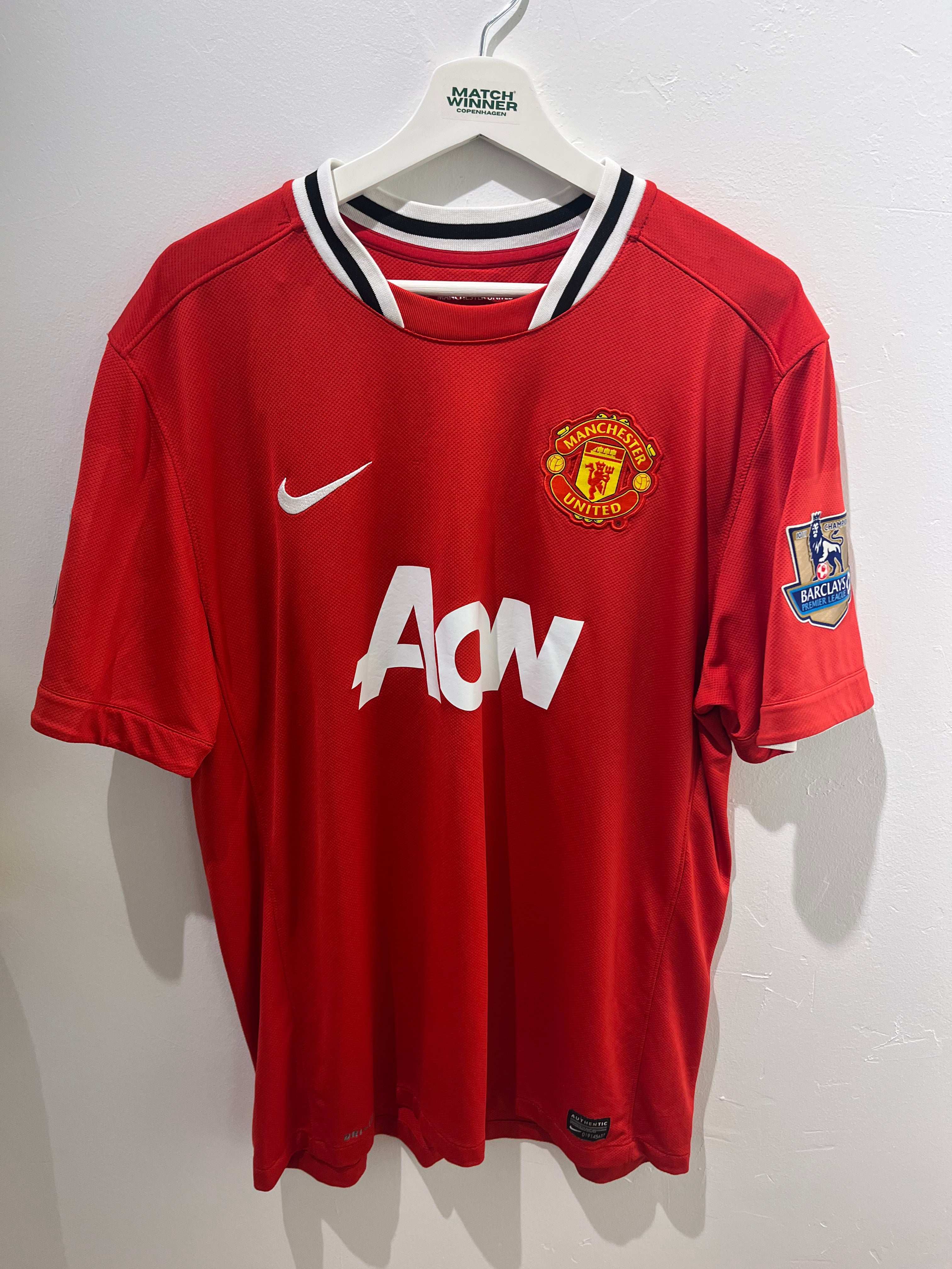 Cleverley Manchester United Hjemme 2011/12 XL spillertrøje, forside med logoer